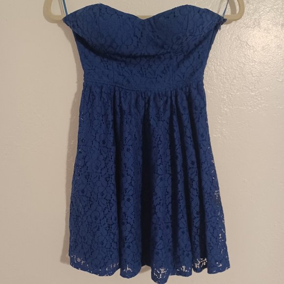 Tally Weijl Dresses & Skirts - Tally Weijl Strapless Sweetheart Lace Royal Blue Dress Women's Medium Sundress